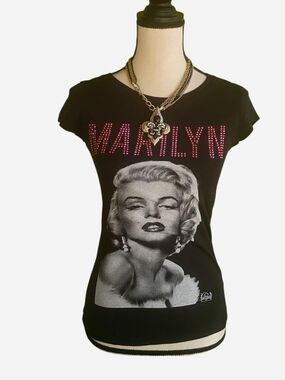 Studded Black Marilyn Graphic Short Sleeve Tee